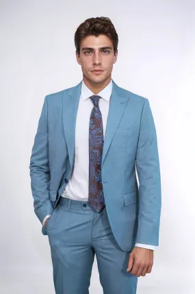 Patterned 2 Piece Slim Fit Oil Green Men Suit - Wessi
