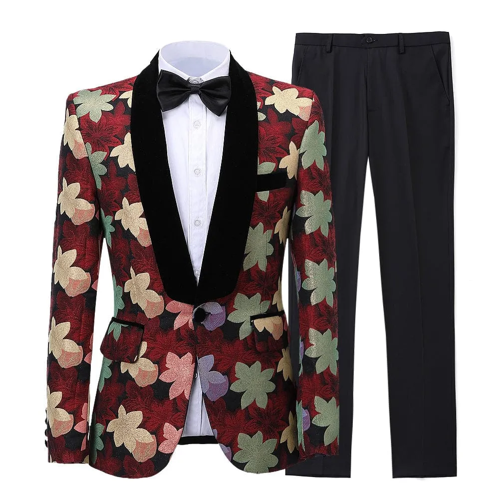 Patterned 2 Pieces Mens Suit Formal Shawl Lapel Tuxedos (Blazer Pants)