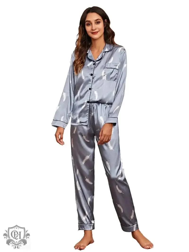 Patterned Long Sleeve Lounge Suit