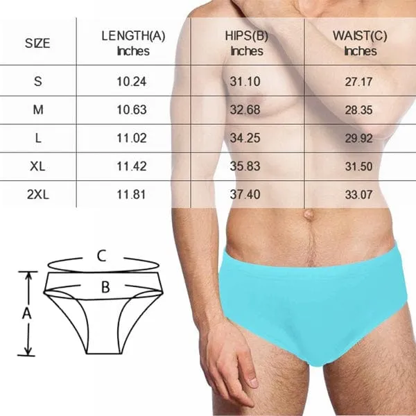 Personalized Triangle Swim Briefs with Custom Name Print Property & Hot Lips Men's Customized Swim Trunks