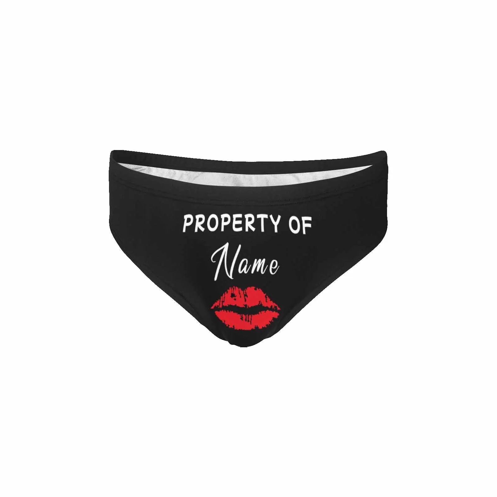 Personalized Triangle Swim Briefs with Custom Name Print Property & Hot Lips Men's Customized Swim Trunks