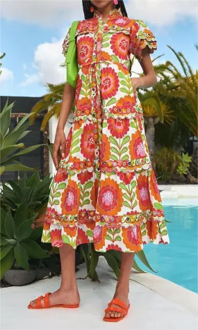 Printed Button-up Dress