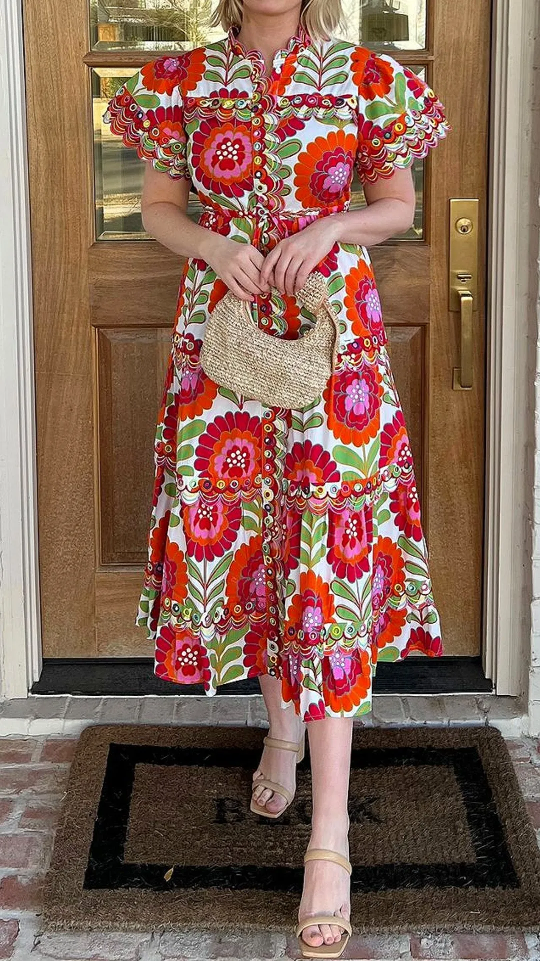 Printed Button-up Dress