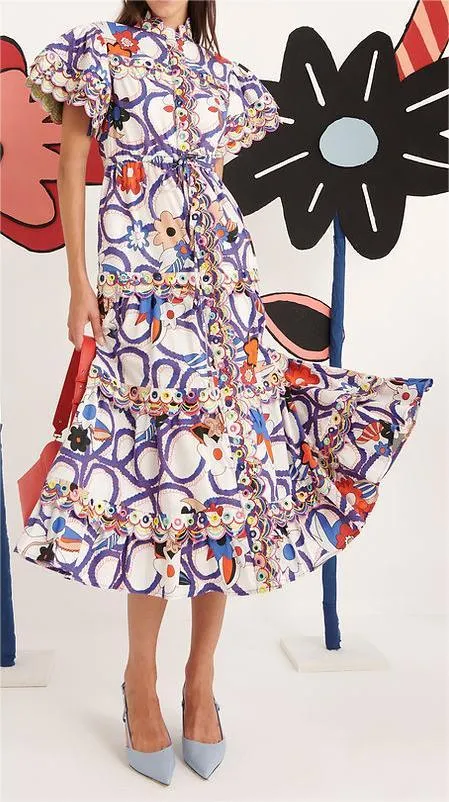 Printed Button-up Dress