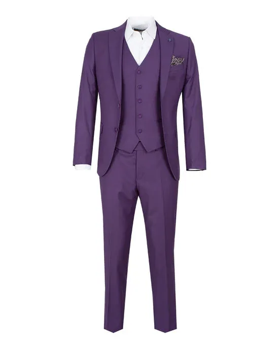 Purple Classic Plain 3 Piece Men's Suit