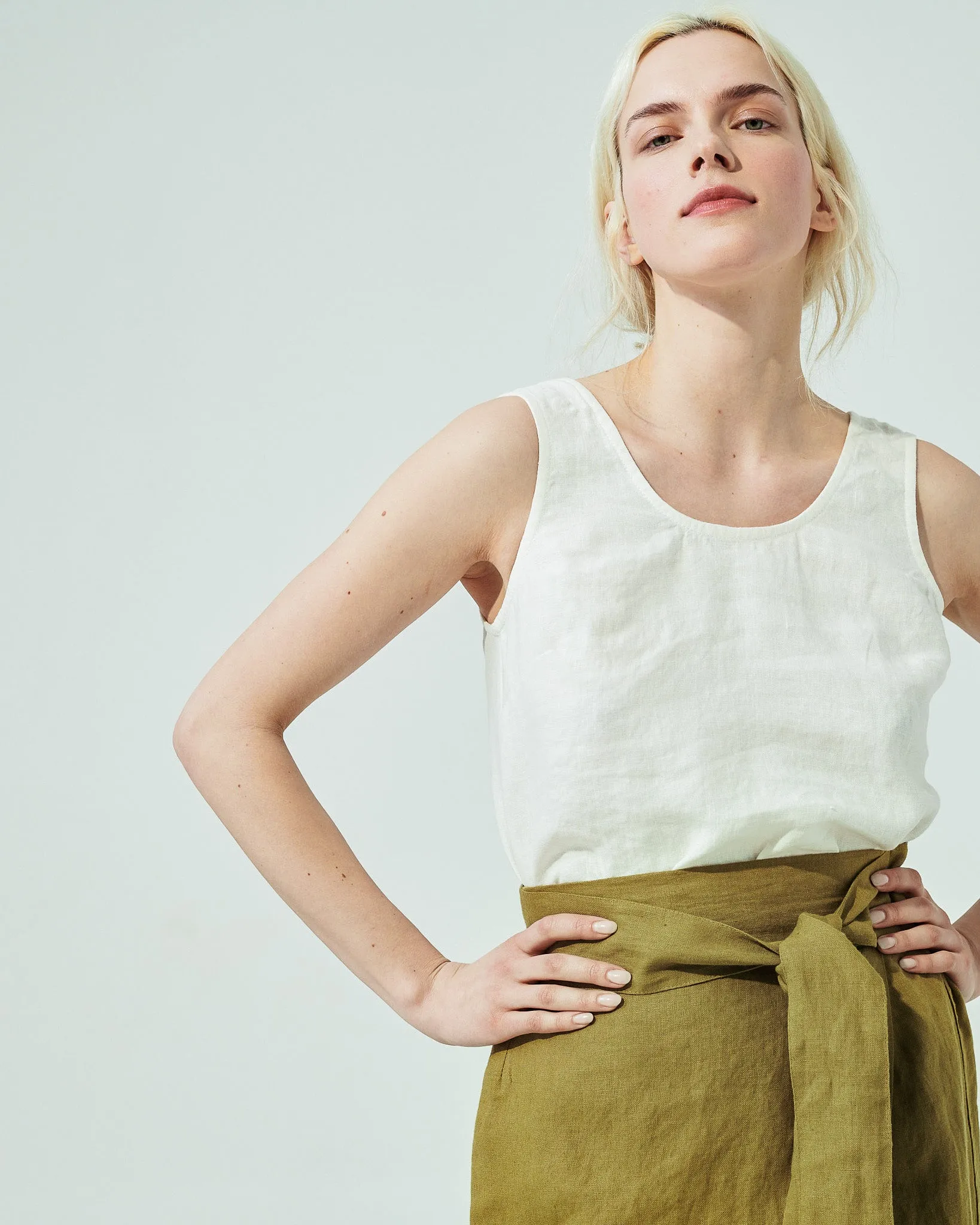 R: MARFA faux-wrap linen skirt (Size: S; Color: Admiral Blue)