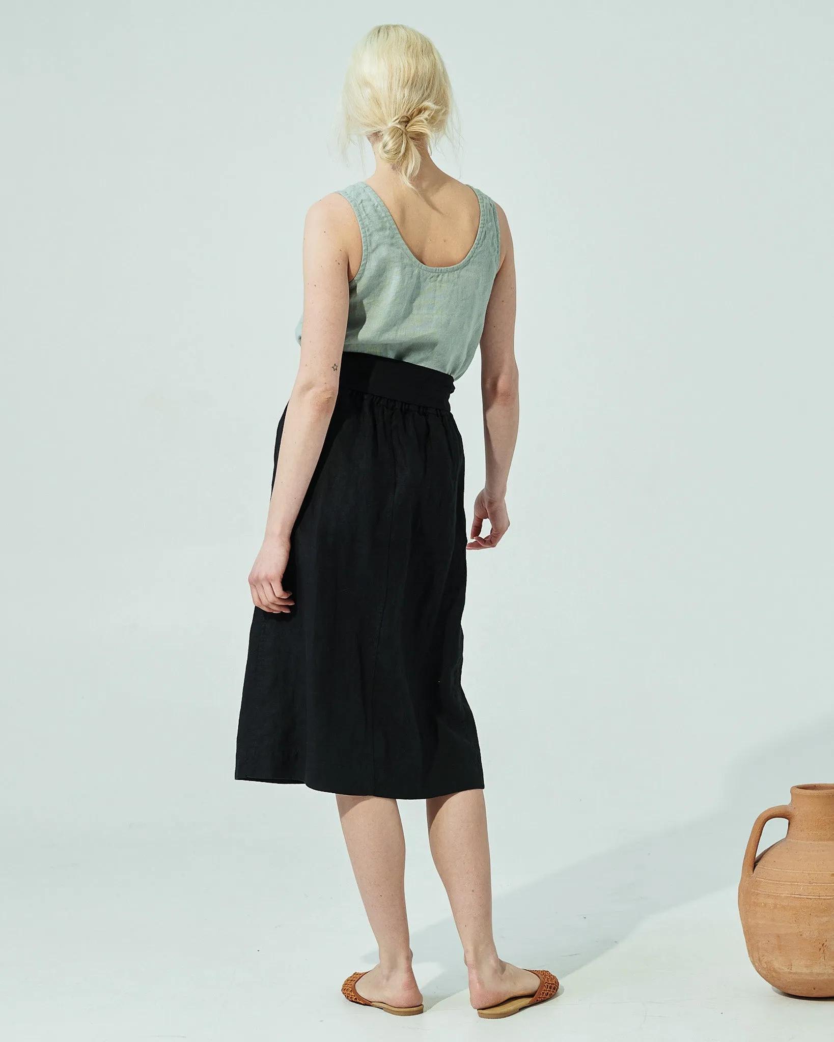 R: MARFA faux-wrap linen skirt (Size: S; Color: Admiral Blue)