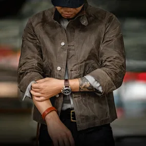 RED BARN MOTO JACKET WAXED CANVAS WATERPROOF VINTAGE MILITARY COAT=SLIM FIT PLEASE SIZE UP