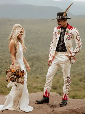 Rustic Blossom Embroidered Suit