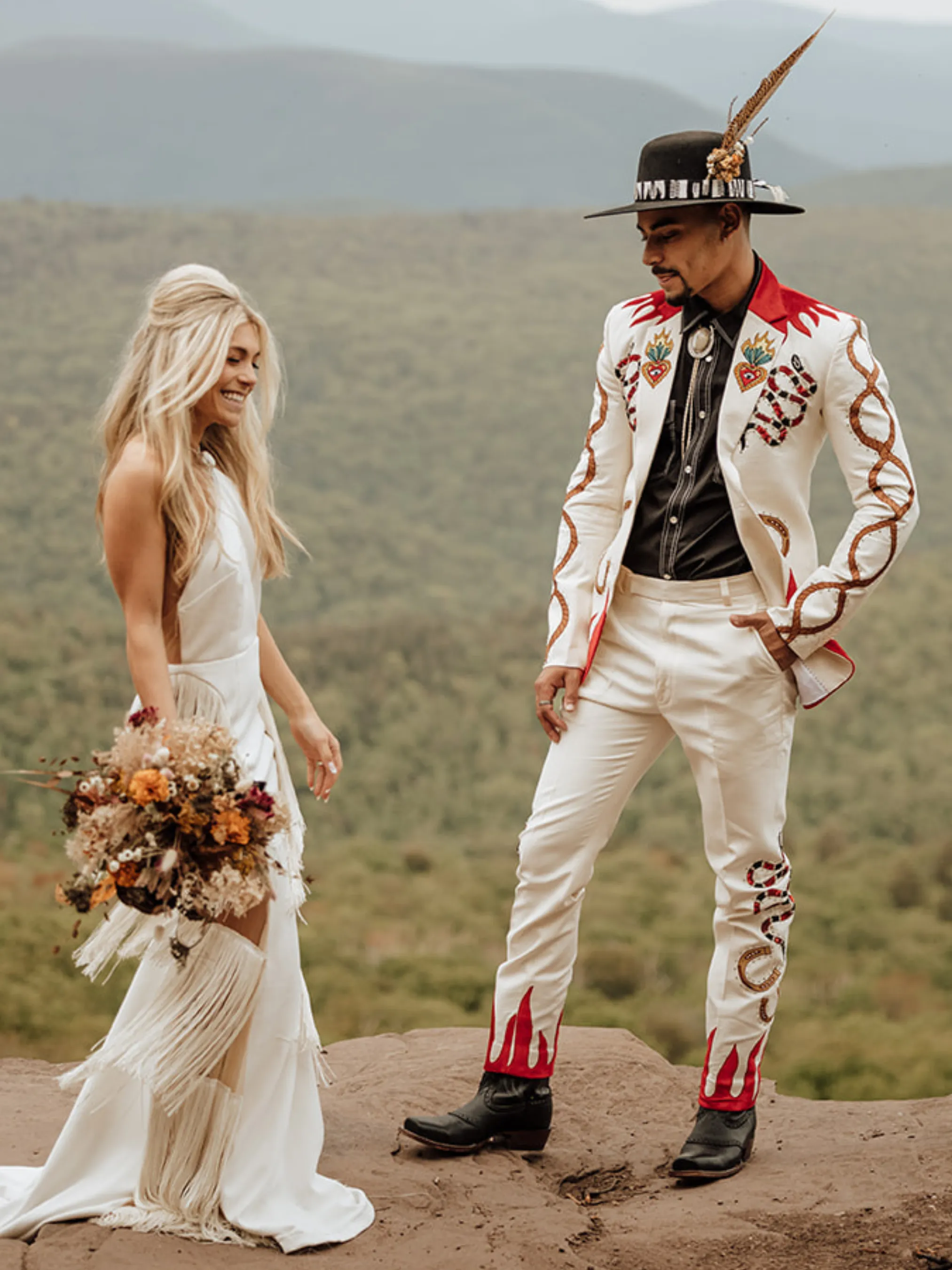 Rustic Blossom Embroidered Suit