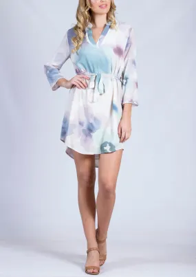 RV0156-21SS Washed Out Watercolour Johnny Collar Dress (Pack)