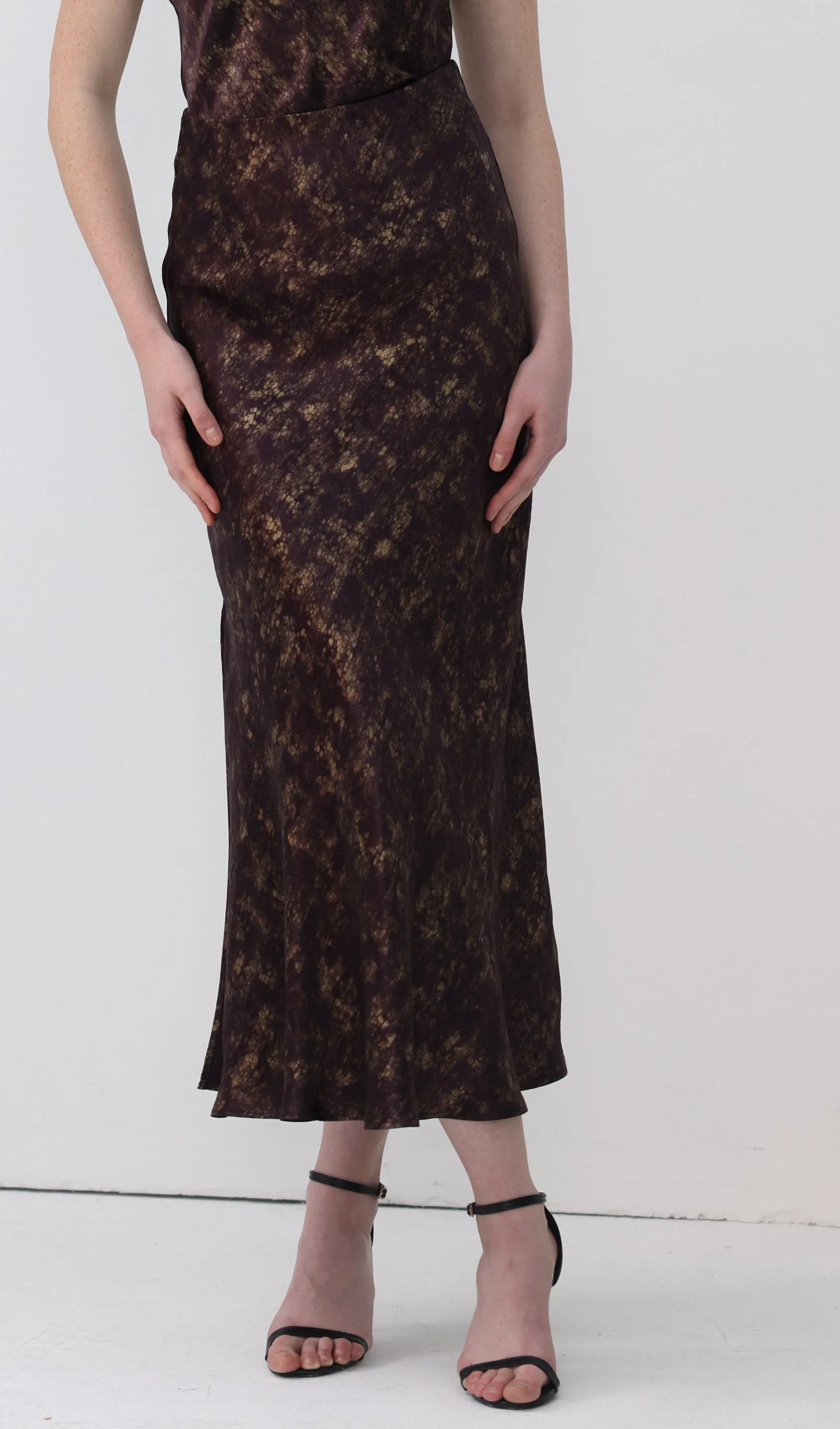 Satin Printed Slip Two Piece Sets Skirt