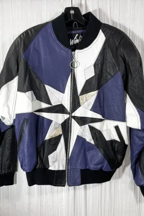SOLD Winlit Vintage 80s Novelty Leather Jacket, Star Sun Moon, Unworn Deadstock w/Tags S