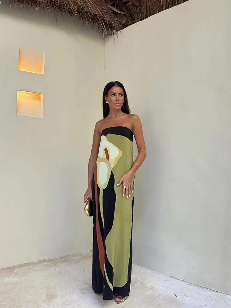 Strapless Backless Printed Dress - 2 prints