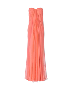 Strapless Sweetheart Neck Chiffon Dress