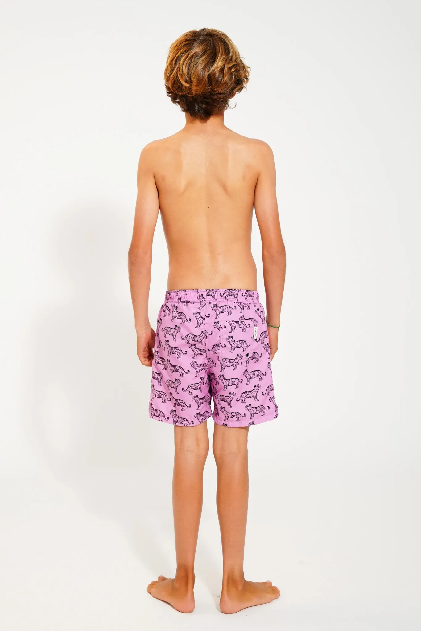 swim shorts | lavender w/ black tigers