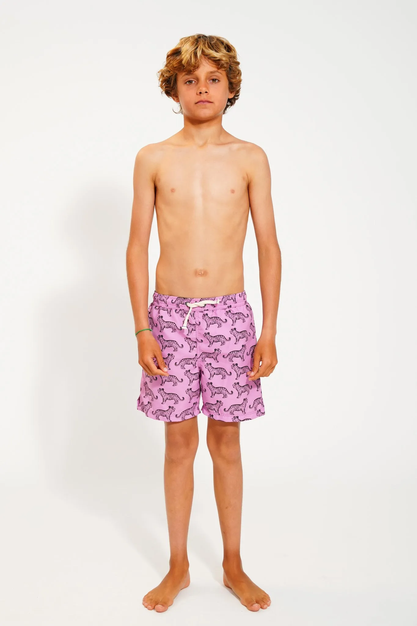 swim shorts | lavender w/ black tigers