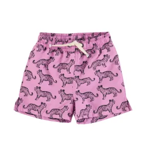 swim shorts | lavender w/ black tigers