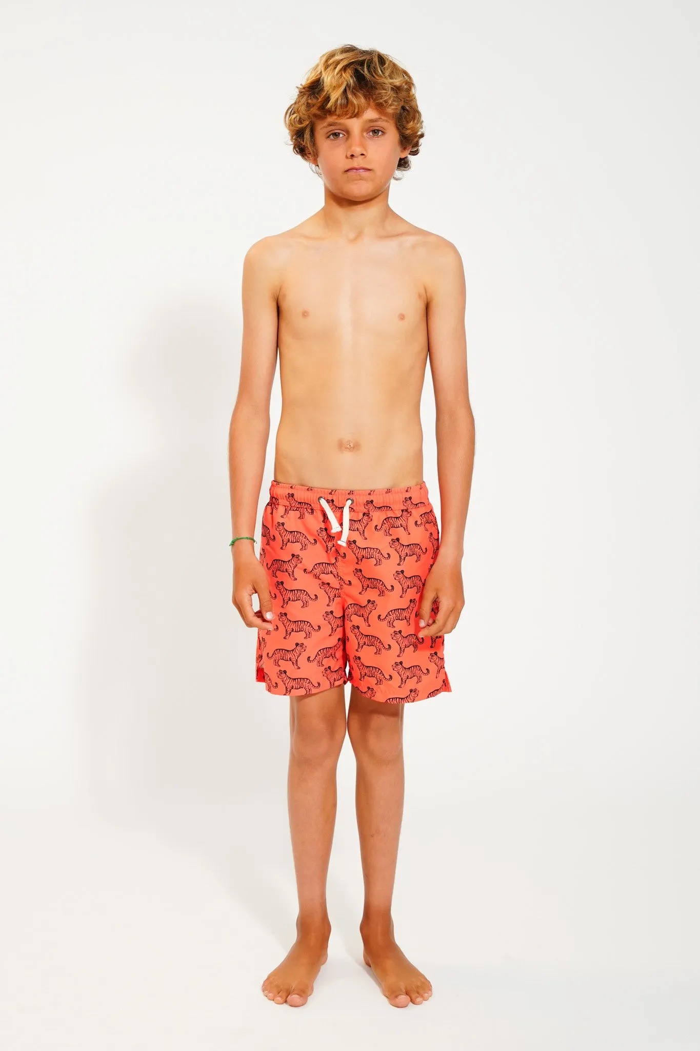 swim shorts | orange w/  black tigers