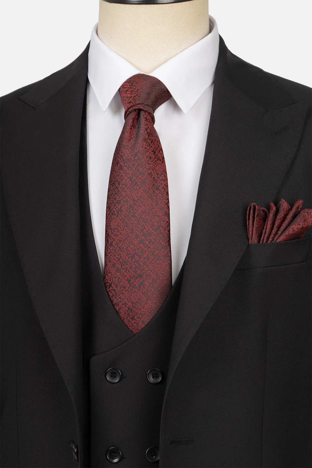 Twill Patterned Black Suit