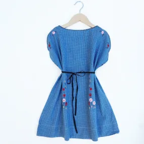 Vintage 40's Dress with Embroidered Roses Size 4-5