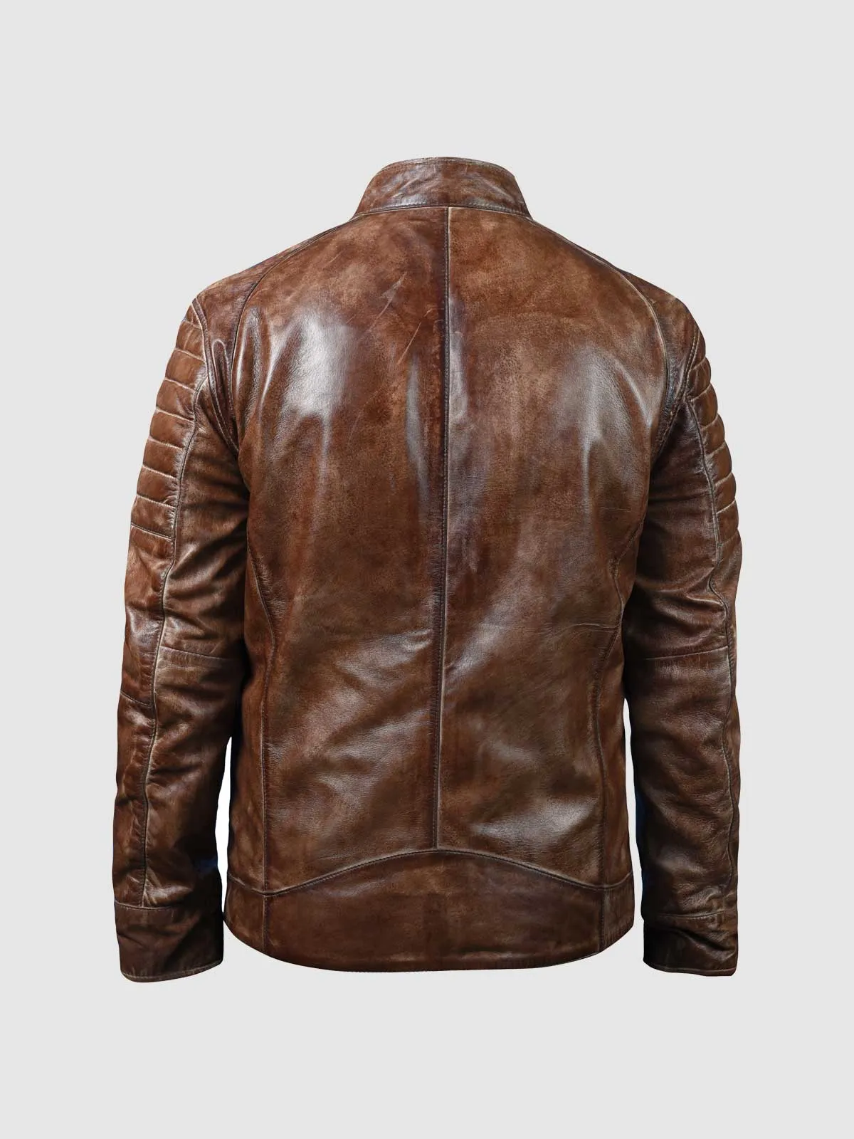 Waxed Brown Biker Jacket