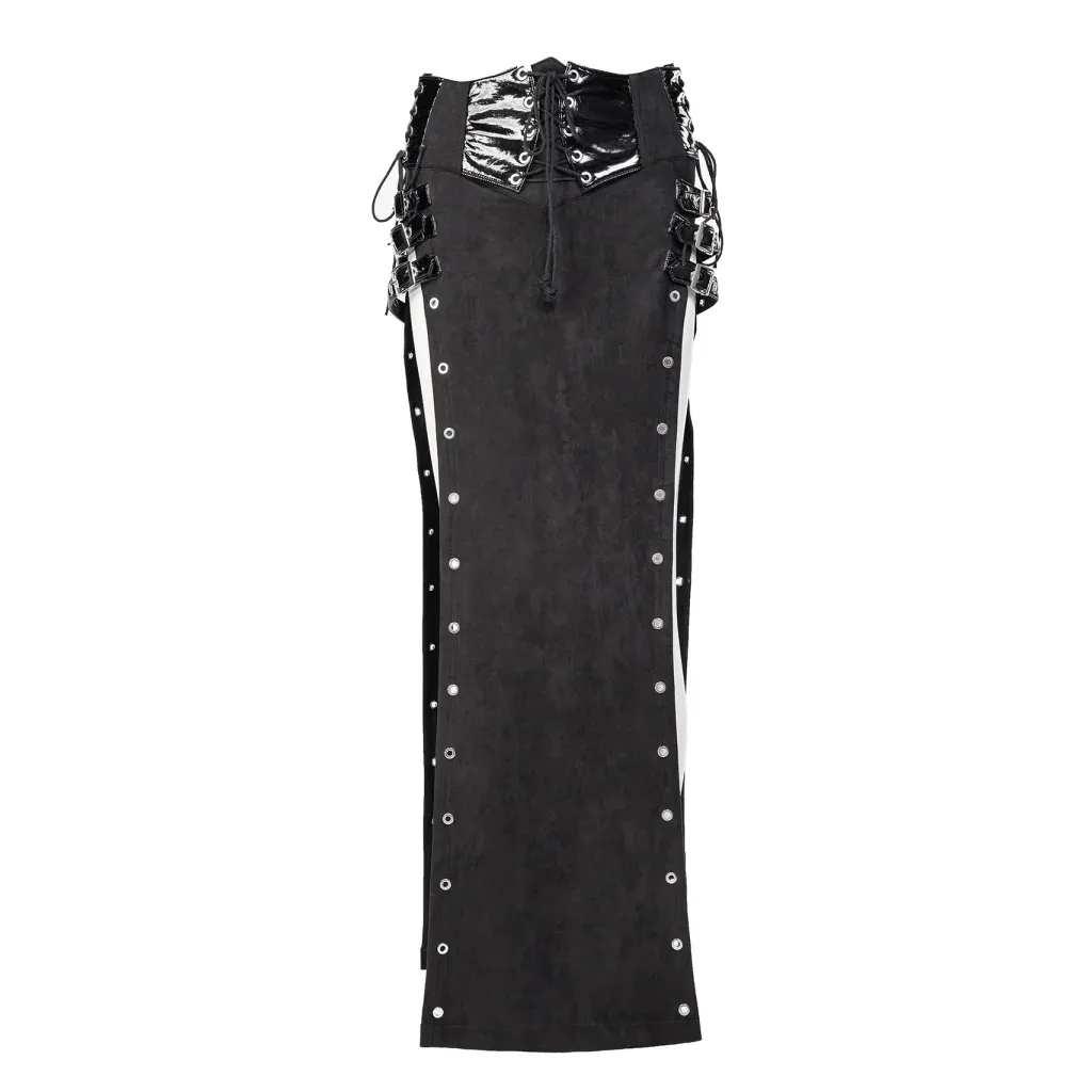 Women's Gothic Lace-up Buckles Side Slit Skirt