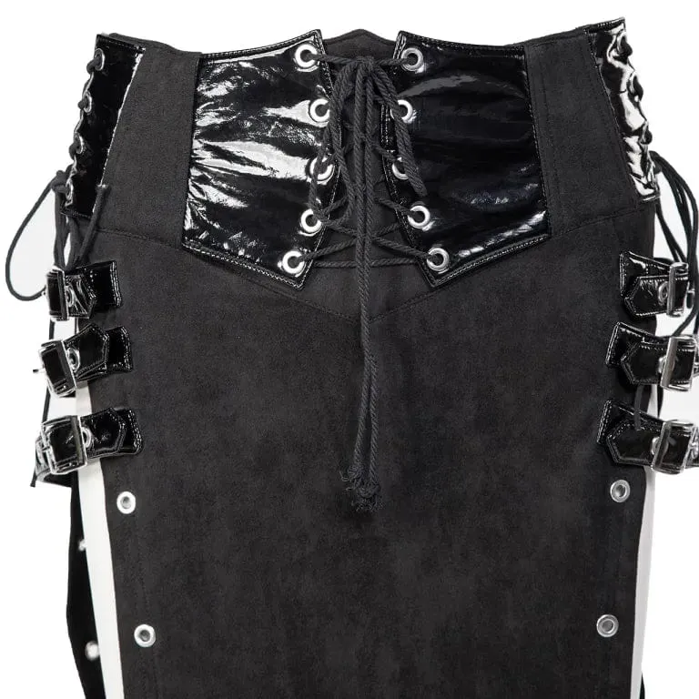 Women's Gothic Lace-up Buckles Side Slit Skirt