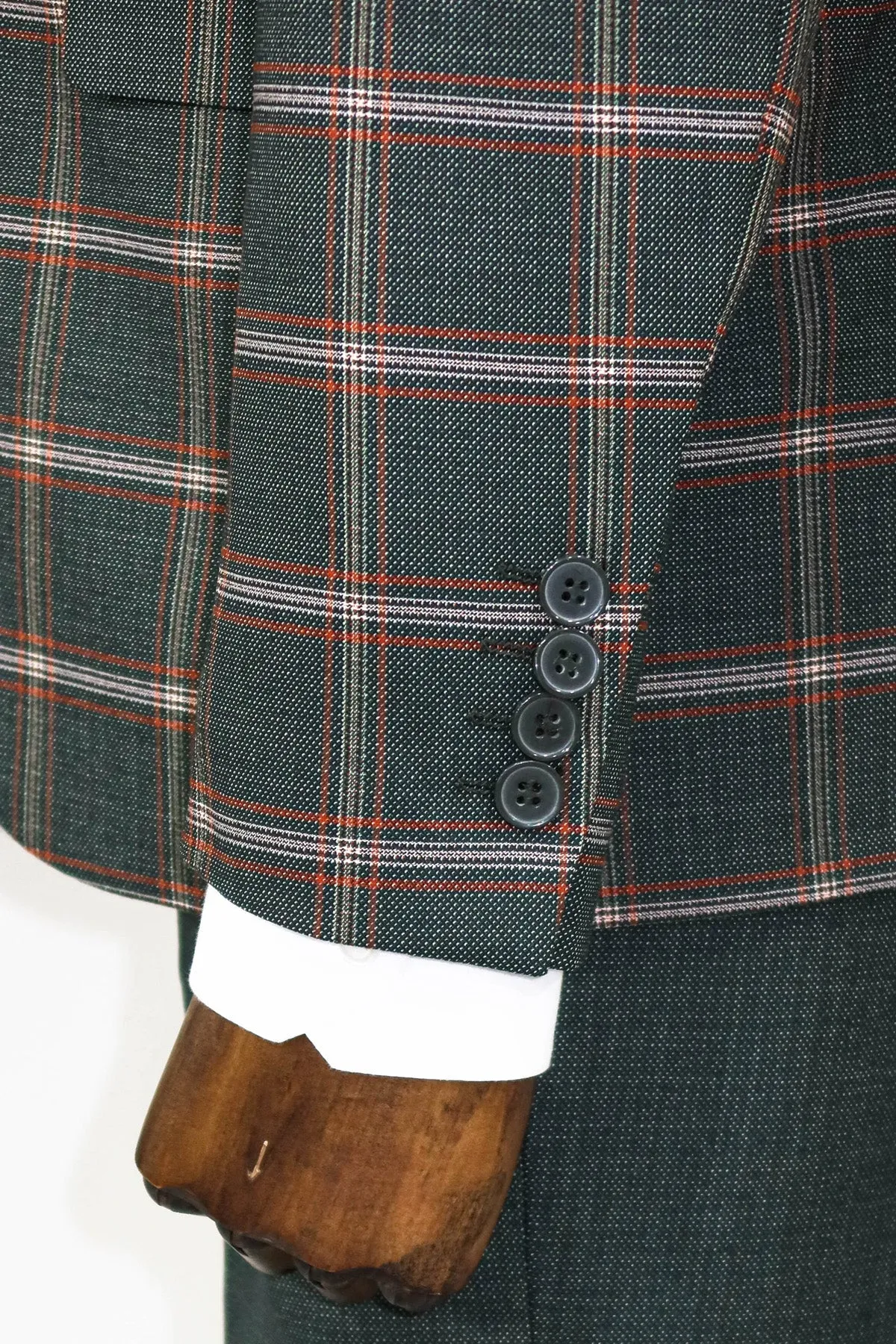 WSS Checked Patterned Green Slim Fit Suit  - Charleville-Mézières