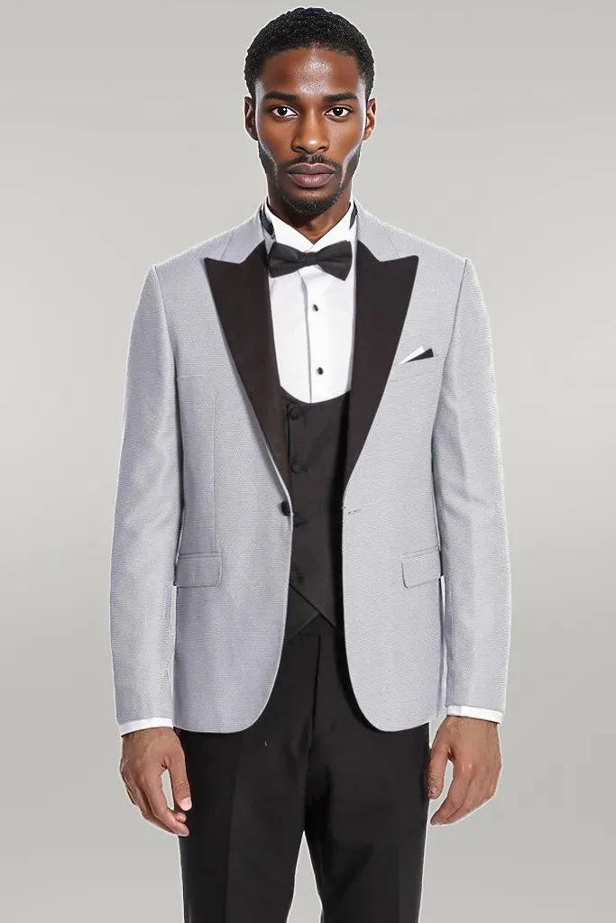 WSS Dot Patterned Grey Vested Tuxedo  - Singen