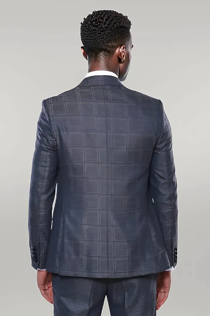 WSS Navy Patterned Vested Suit  - Singen