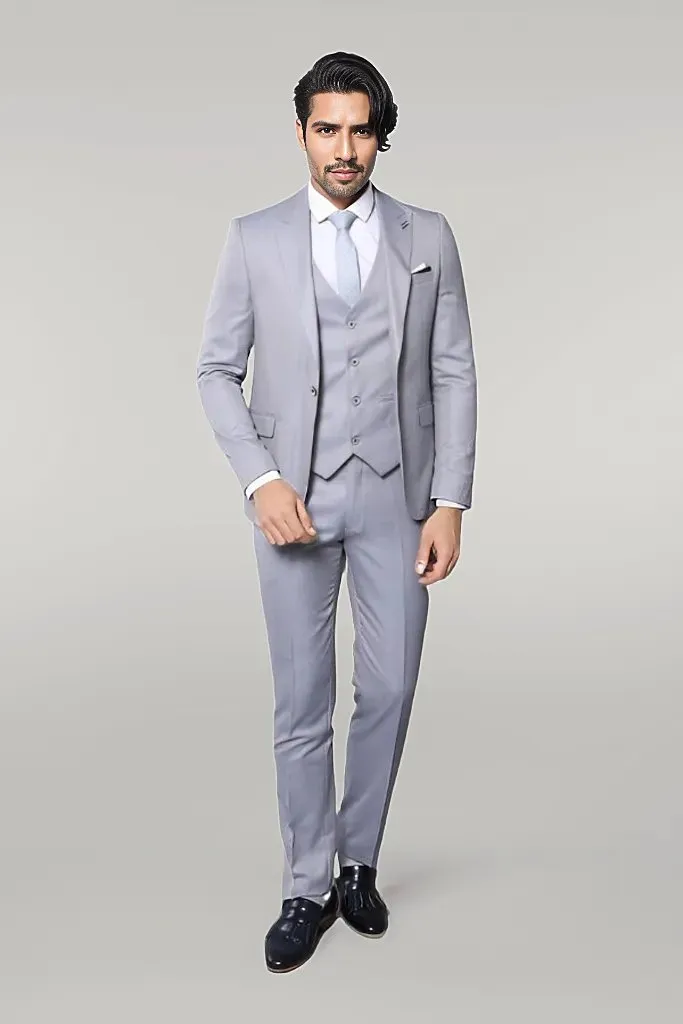 WSS Patterned Light Blue 3 Piece Suit  - Singen