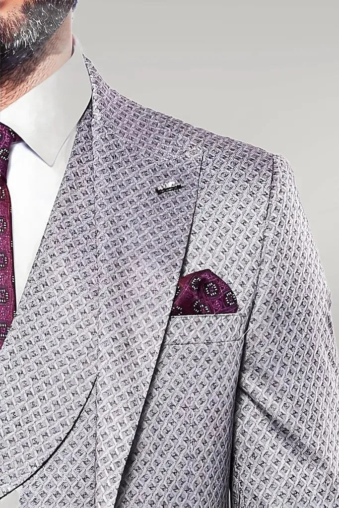 WSS Self-Patterned Light Burgundy Suit  - Singen