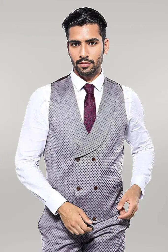 WSS Self-Patterned Light Burgundy Suit  - Singen