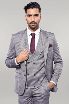 WSS Self-Patterned Light Burgundy Suit  - Singen