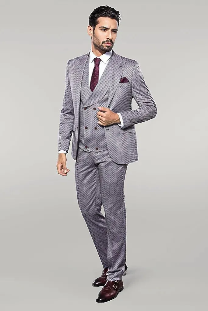 WSS Self-Patterned Light Burgundy Suit  - Singen