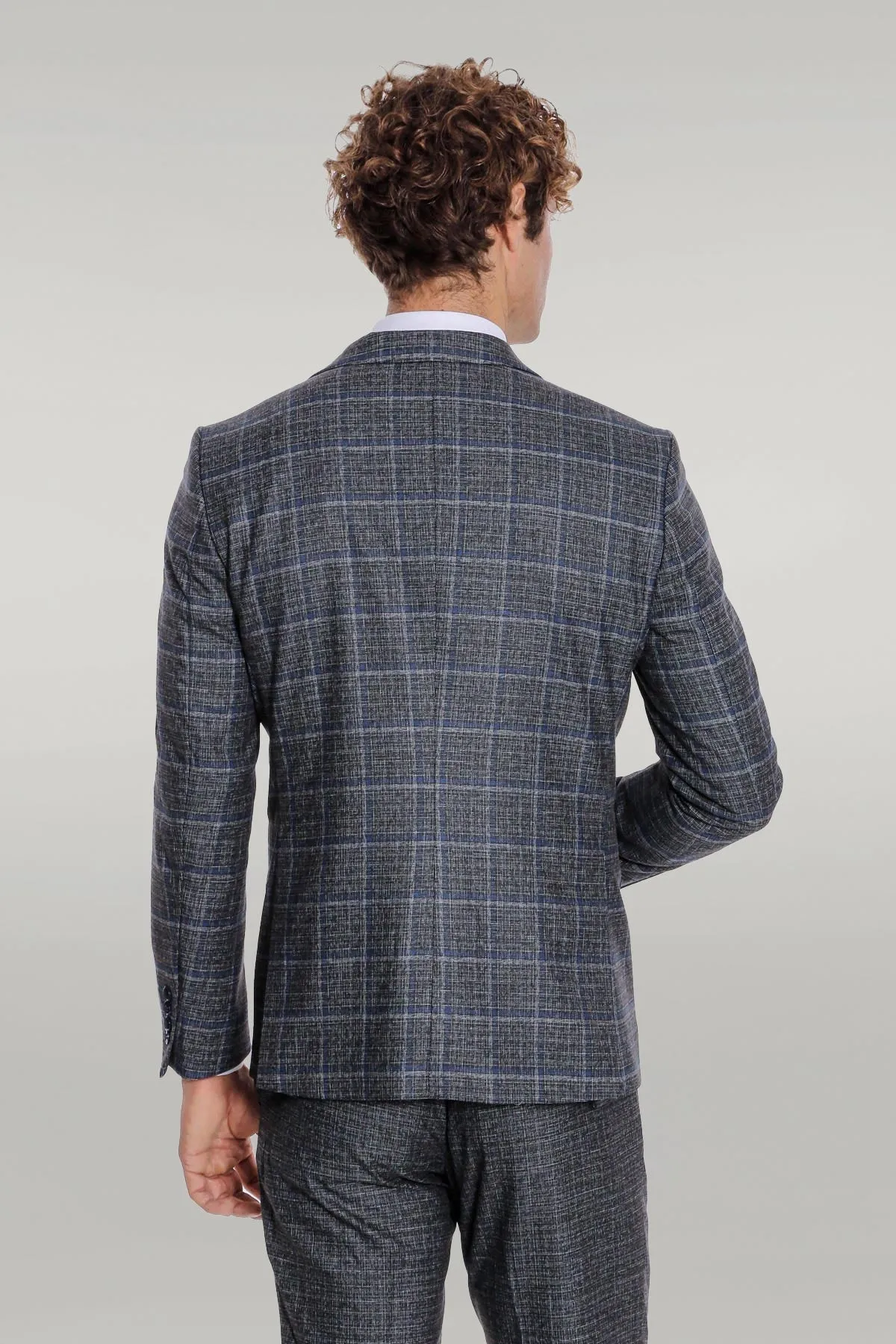 WSS Slim Fit Checked Patterned Black Men Suit  - Singen