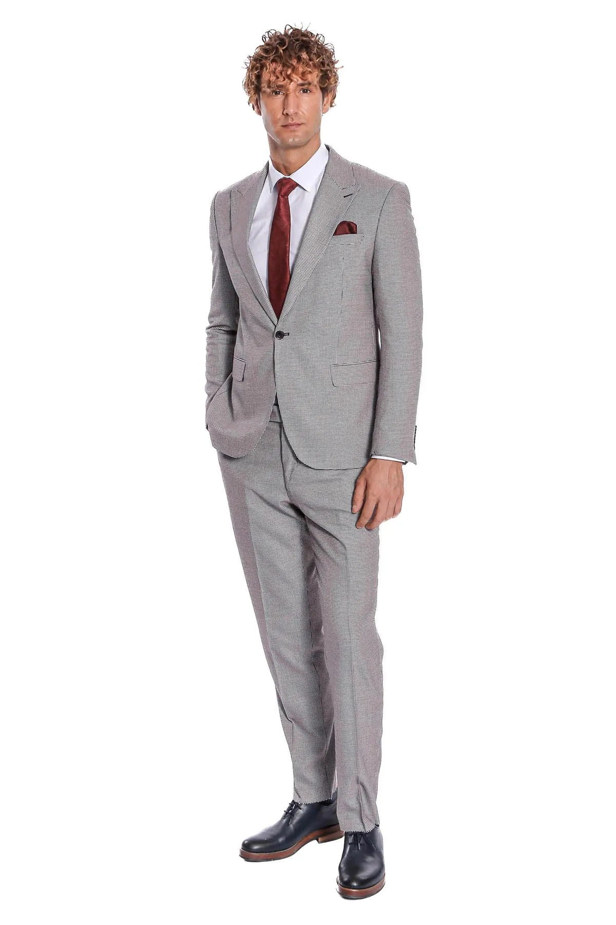 WSS Two Piece Patterned Grey Men Suit  - San Juan Despí