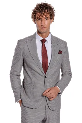 WSS Two Piece Patterned Grey Men Suit  - San Juan Despí