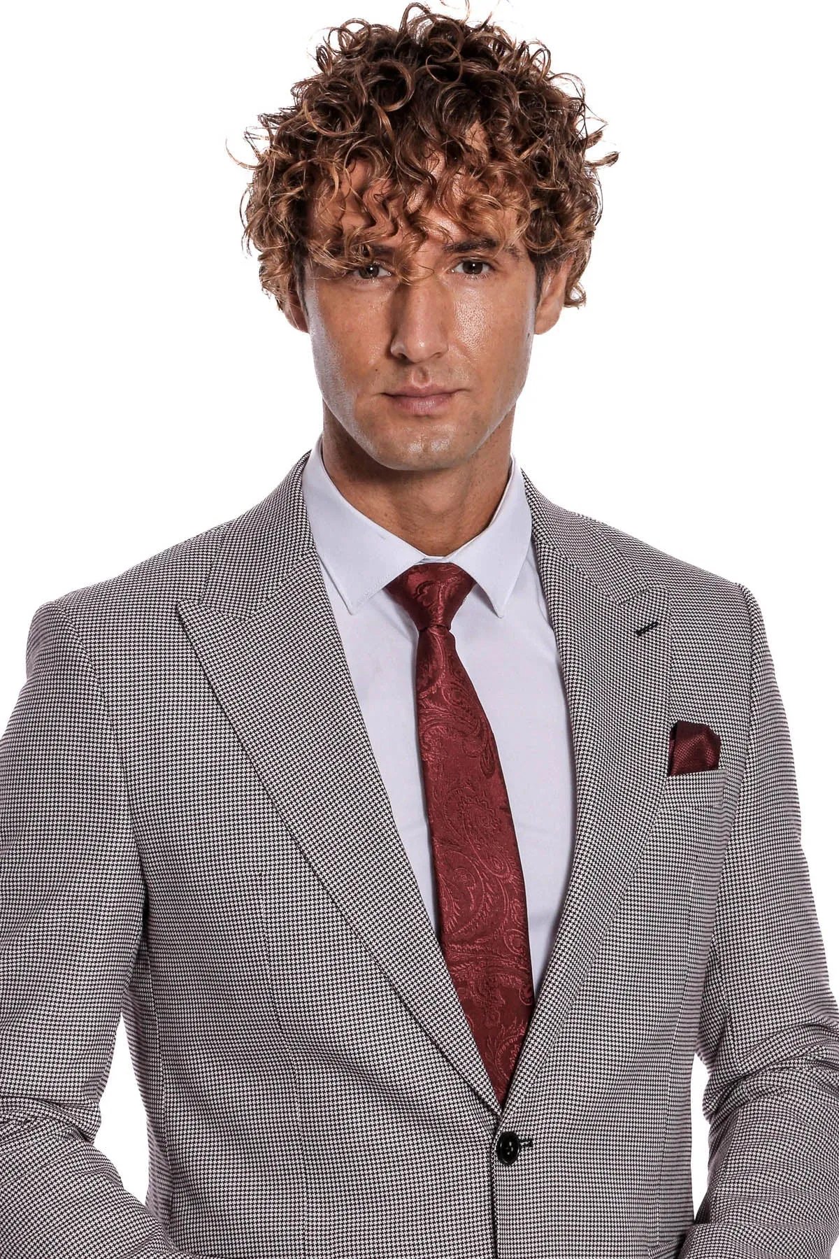 WSS Two Piece Patterned Grey Men Suit  - San Juan Despí