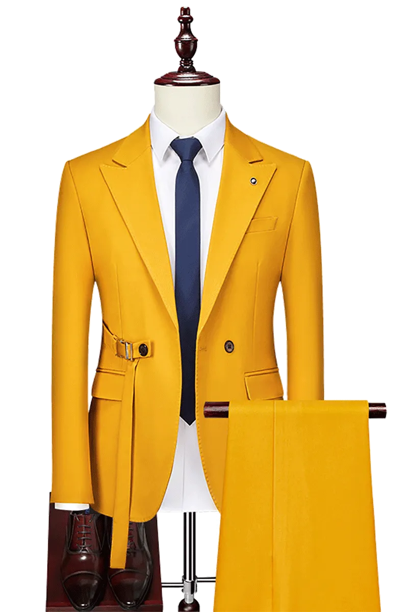 Yellow 2-Button Flexible Waistband Modern Fit Suit