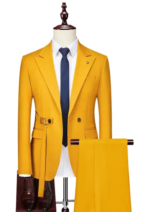 Yellow 2-Button Flexible Waistband Modern Fit Suit