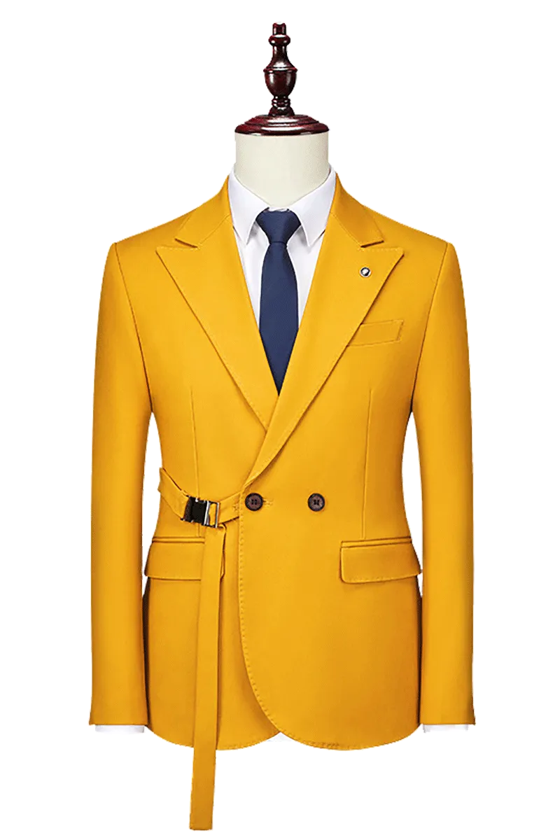 Yellow 2-Button Flexible Waistband Modern Fit Suit