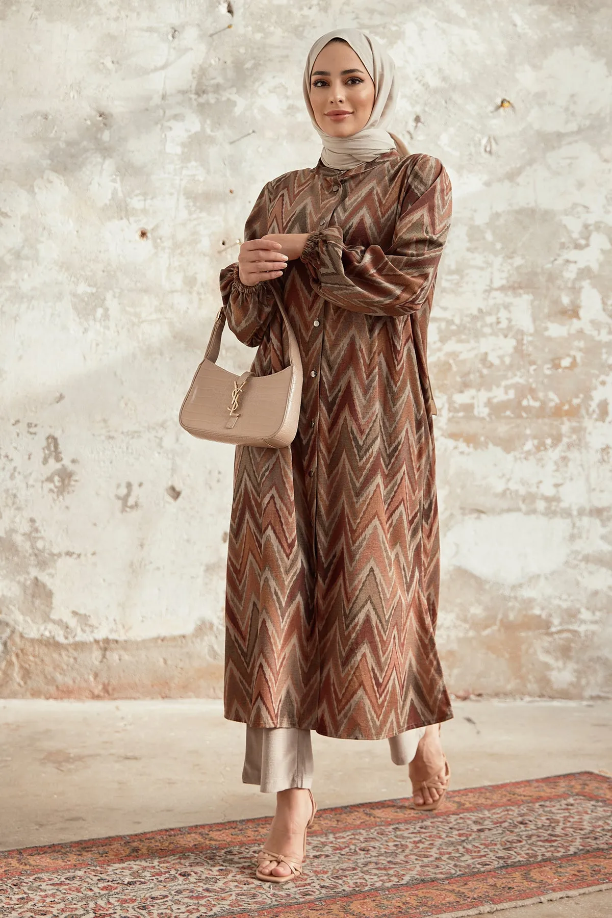 ZRF Women Plus Size Ethnic Pattern Suit - Camel - Meppel