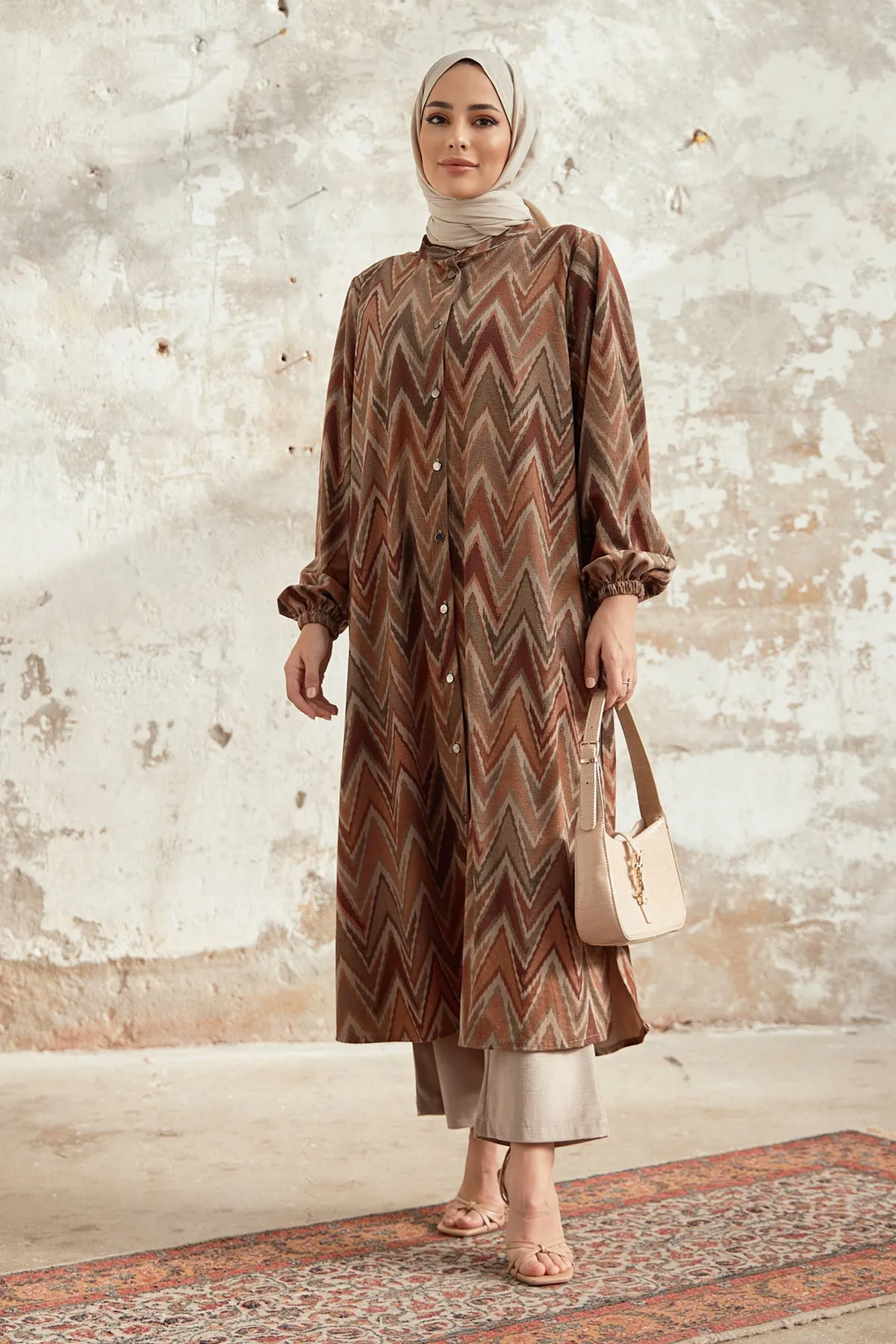 ZRF Women Plus Size Ethnic Pattern Suit - Camel - Meppel